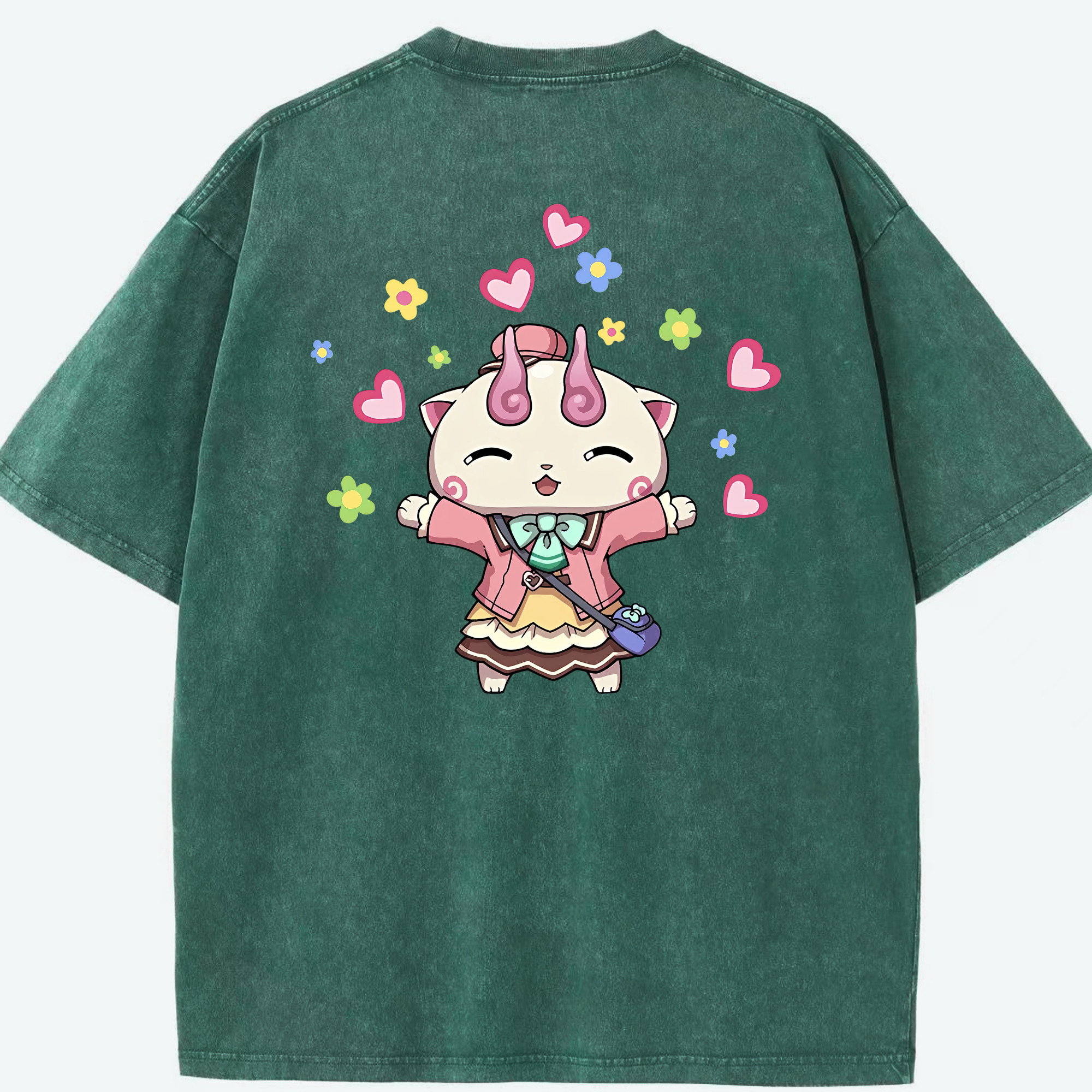 （画像用） 妖怪ウォッチ Yo-kai Watch 綿100% ヴィンテージ風 半袖Tシャツ（背面プリント）